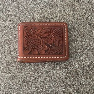 Floral Embossed Leather Card Holder